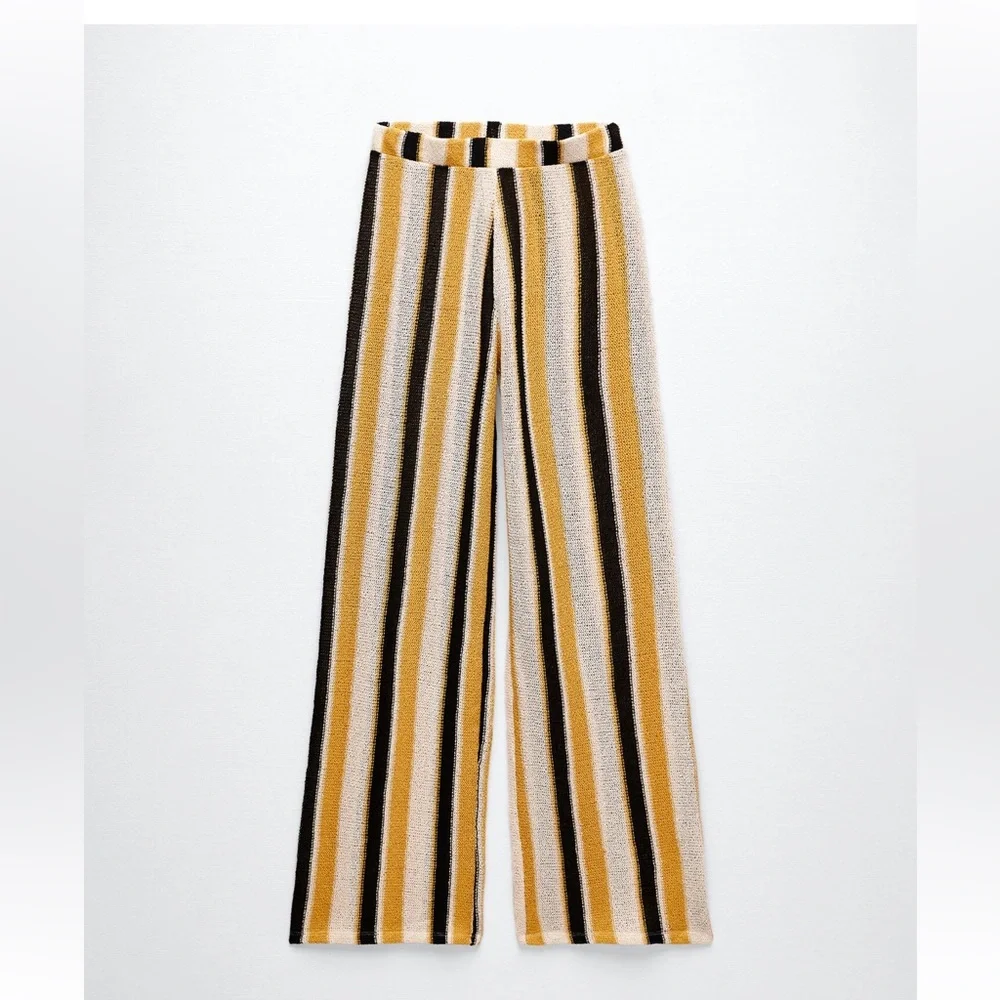 Zara Yellow and Black Striped Jumpsuit pants only